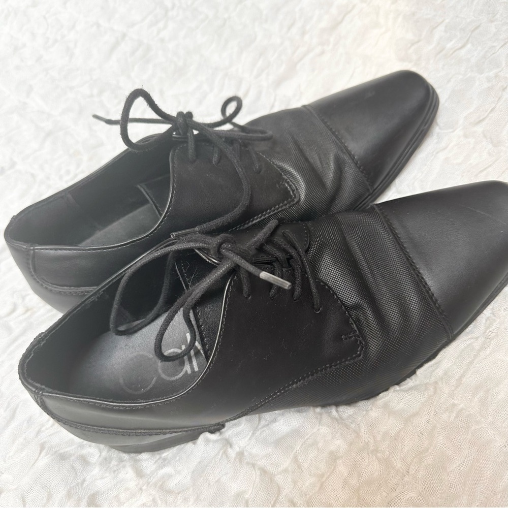 Calvin Klein Black Tuxedo Oxford Dress Shoes Cap Toe Men’s 7.5 - Picture 5 of 12